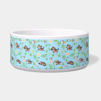 Dachshund Hondenkom Lentebloemen Pastel Huisdieron Voerbakje