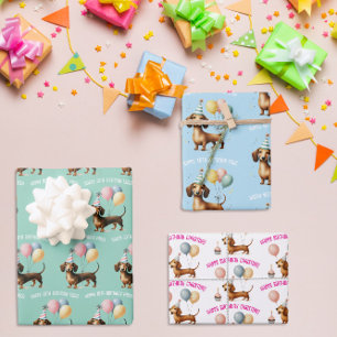 Dachshund hondenliefhebber verjaardagsfeest inpakpapier vel