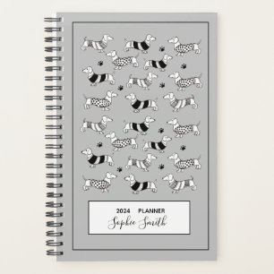Dachshund Hondenliefhebbers Zwart & Wit 2024 Plann Planner