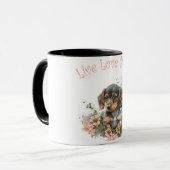 Dachshund Hondenmoeder Bloemstuk Mok (Voorkant links)