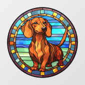 Dachshund Hondenportret Faux Glas in lood Raamsticker (Vel)