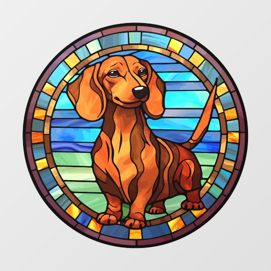Dachshund Hondenportret Faux Glas in lood Raamsticker (Vel)