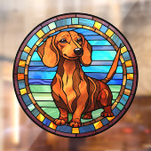 Dachshund Hondenportret Faux Glas in lood Raamsticker (Vel 2)