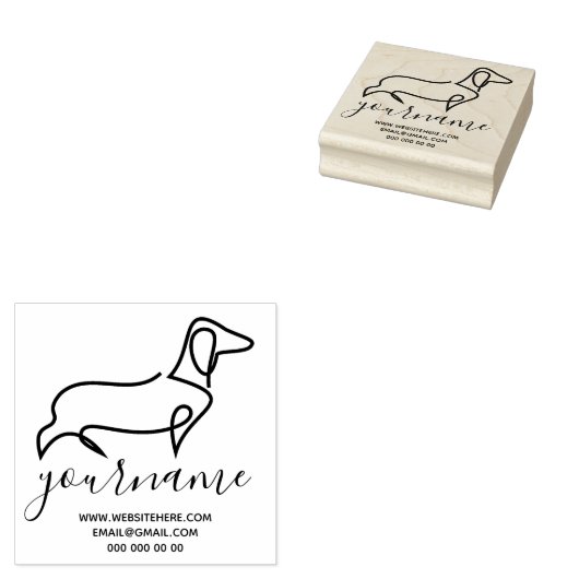 Dachshund-hondenras Canine Kennel Lijntekening Rubberstempel (Gestempeld)