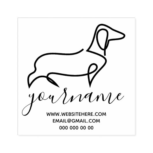 Dachshund-hondenras Canine Kennel Lijntekening Rubberstempel (Afrduk)