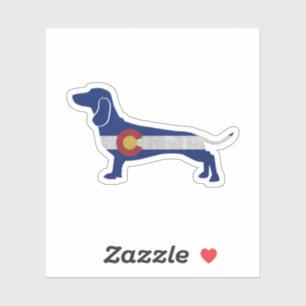 Dachshund Hondenras Colorado Flag Silhouette Sticker