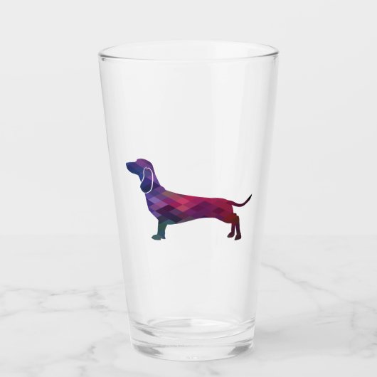 Dachshund Hondenras Geo Silhouette Paars Glas (Voorkant)