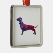 Dachshund Hondenras Geo Silhouette Paars Metalen Ornament (Rechts)