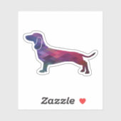 Dachshund Hondenras Geo Silhouette Paars Sticker (Vel)