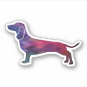 Dachshund Hondenras Geo Silhouette Paars Sticker (Voorkant)