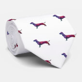 Dachshund Hondenras Geo Silhouette Paars Stropdas (Opgerold)