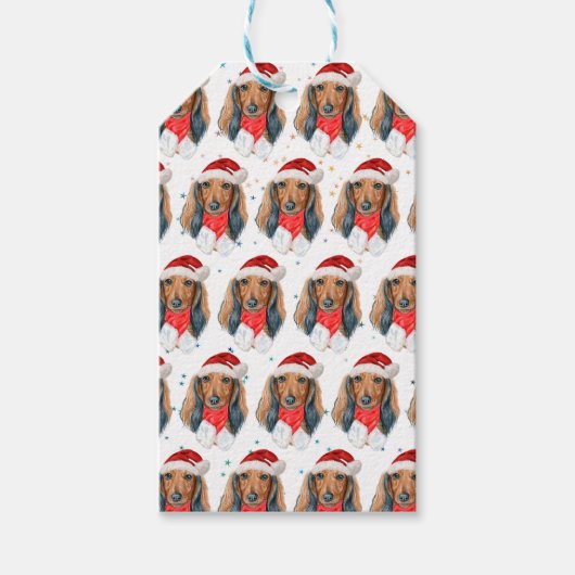 Dachshund Hondenras Kerstmis Cadeaulabel (Voorkant)