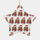 Dachshund Hondenras Kerstmis Keramisch Ornament (Voorkant)