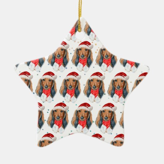 Dachshund Hondenras Kerstmis Keramisch Ornament (Voorkant)