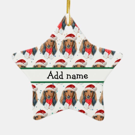 Dachshund Hondenras Kerstmis Keramisch Ornament (Achterkant)