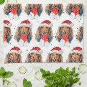Dachshund Hondenras Kerstmis Theedoek (Gevouwen)