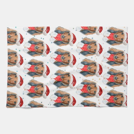 Dachshund Hondenras Kerstmis Theedoek (Horizontaal)