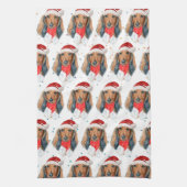 Dachshund Hondenras Kerstmis Theedoek (Verticaal)