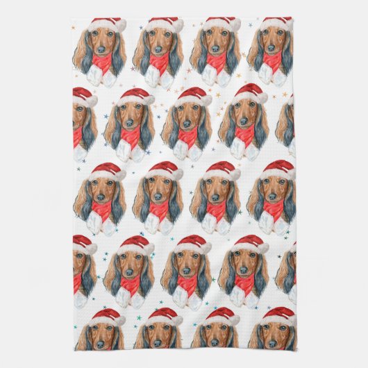 Dachshund Hondenras Kerstmis Theedoek (Verticaal)