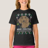Dachshund-Hondenras Oogly met kerst T-shirt (Voorkant)