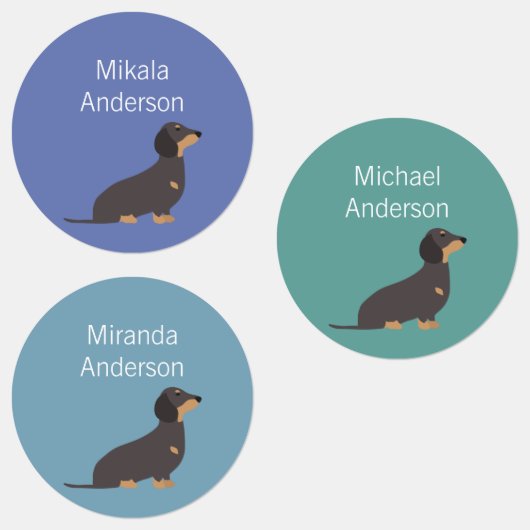 Dachshund-hondkleuren waterdicht etiket labels (Groep)