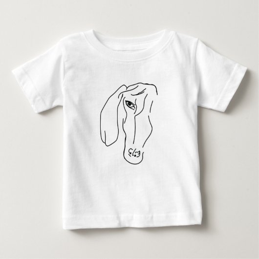 Dachshund Hoofd, Art Tekening Baby T-shirt (Voorkant)