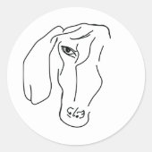 Dachshund Hoofd, Kunst Tekening Sticker (Voorkant)