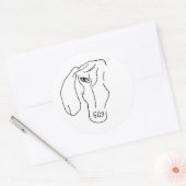 Dachshund Hoofd, Kunst Tekening Sticker (Envelop)