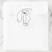 Dachshund Hoofd, Kunst Tekening Sticker (Tas)