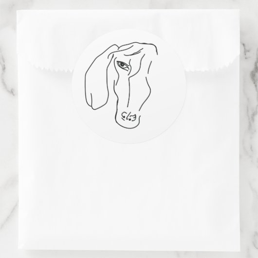 Dachshund Hoofd, Kunst Tekening Sticker (Tas)
