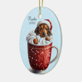 Dachshund Hot Cacao Kerstmis Keramisch Ornament (Links)
