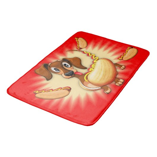 Dachshund Hot Dog Badmat (Gekanteld)