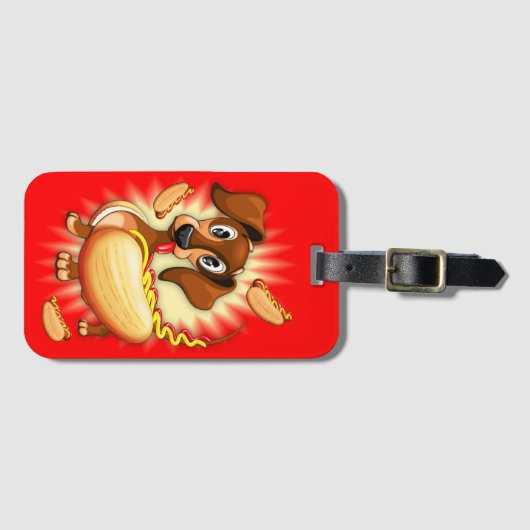 Dachshund Hot Dog Bagagelabel (Voorkant (horizontaal))