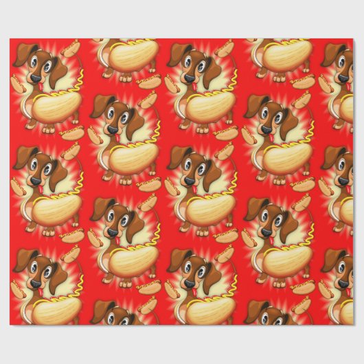 Dachshund Hot Dog Cadeaupapier (Vlak)