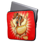 Dachshund Hot Dog Cute and Funny Character Laptop Sleeve (Voorkant Links)