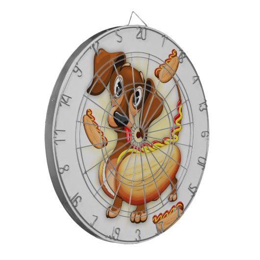Dachshund Hot Dog Dartbord (Voorkant Links)