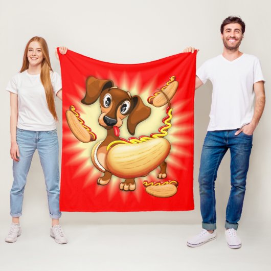 Dachshund Hot Dog Fleece Deken (In situ)