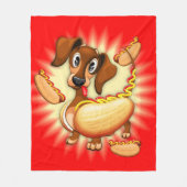 Dachshund Hot Dog Fleece Deken (Voorkant)