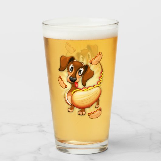Dachshund Hot Dog Glas (Voorkant gevuld)