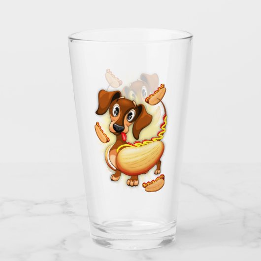 Dachshund Hot Dog Glas (Voorkant)