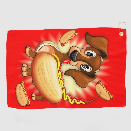 Dachshund Hot Dog Golfhanddoek (Horizontaal)