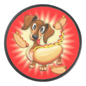 Dachshund Hot Dog Hockey Puck (Voorkant)