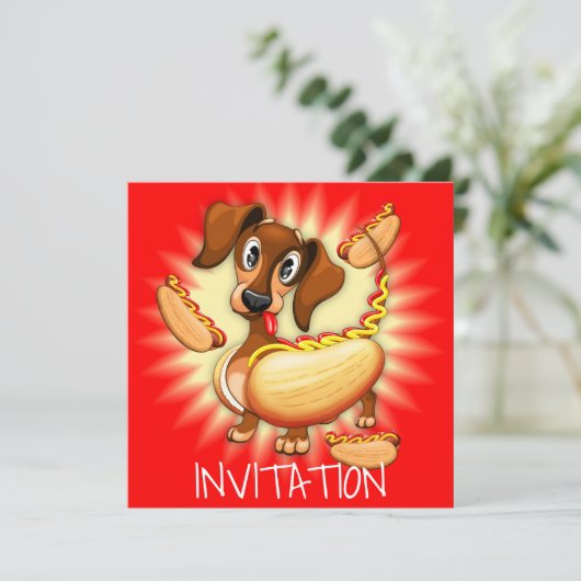 Dachshund Hot Dog Kaart (Staand voorkant)