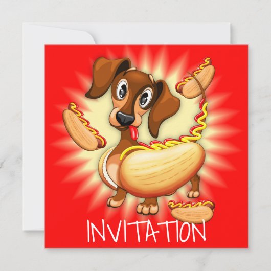 Dachshund Hot Dog Kaart (Voorkant)