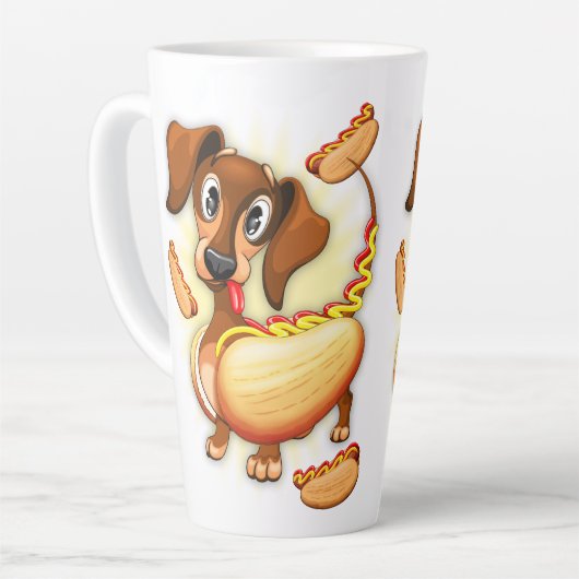 Dachshund Hot Dog Latte Mok (Linkerhoek)