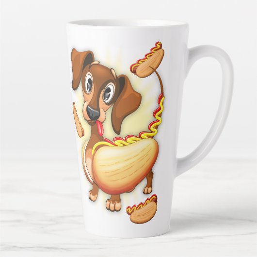 Dachshund Hot Dog Latte Mok (Rechts)
