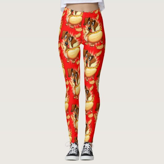 Dachshund Hot Dog Leggings (Voorkant)