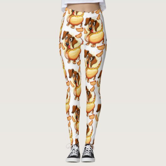Dachshund Hot Dog Leggings (Voorkant)