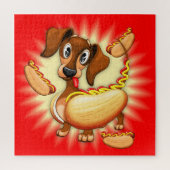 Dachshund Hot Dog Legpuzzel (Verticaal)