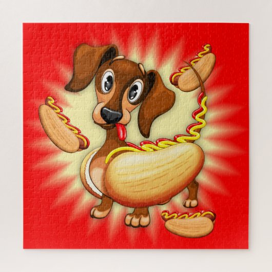 Dachshund Hot Dog Legpuzzel (Verticaal)